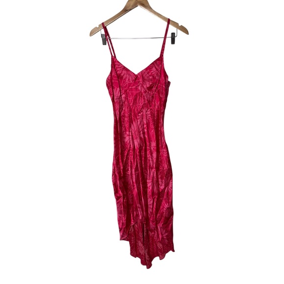 Vintage Y2K Express Silk Floral High Low Berry Pink Slip Dress 1/2 - Picture 1 of 5